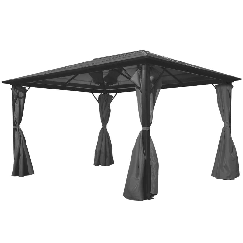 Gazebo with Curtain Anthracite Aluminum 157.5