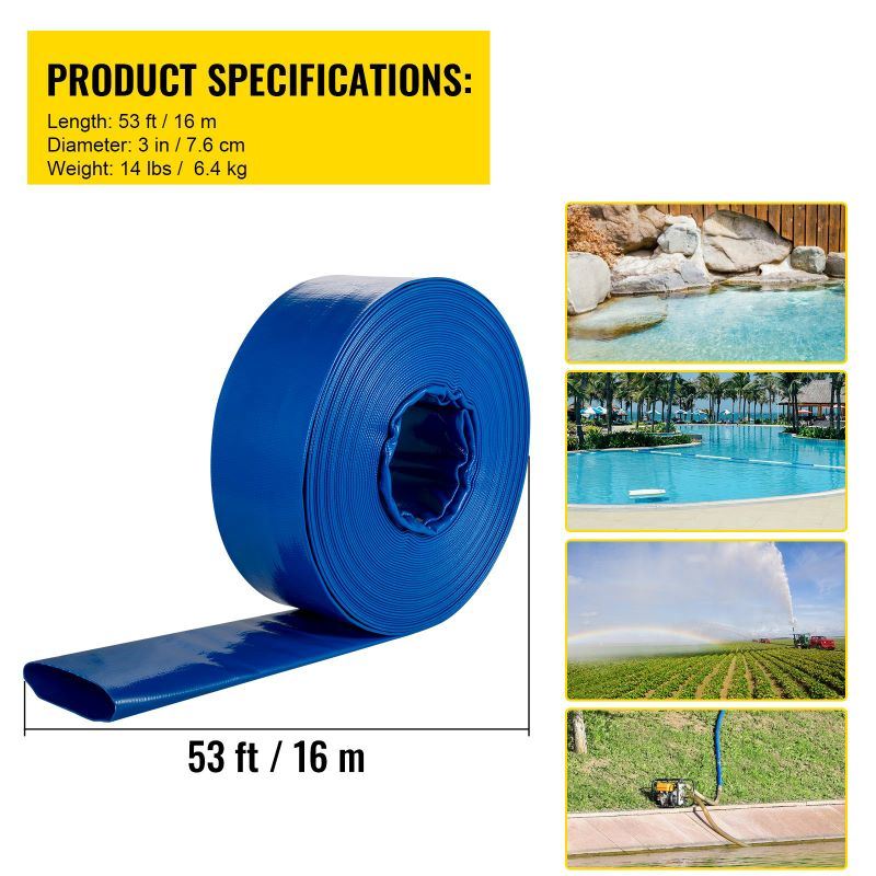 Swimming Pool Backwash Drain Hose PVC Fabric Flat Hose