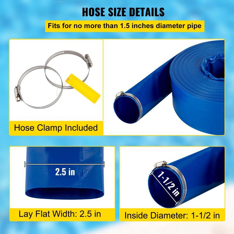 Swimming Pool Backwash Drain Hose PVC Fabric Flat Hose