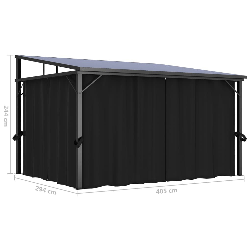 Gazebo with Curtain 13.3'x9.6'x8' Anthracite