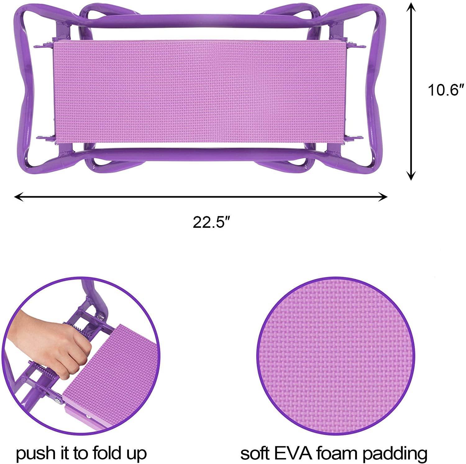 Bosonshop Garden Kneeler and Seat Folding Kneeling Bench Stool with Tool Pouches Soft EVA Foam for Gardening;  Purple