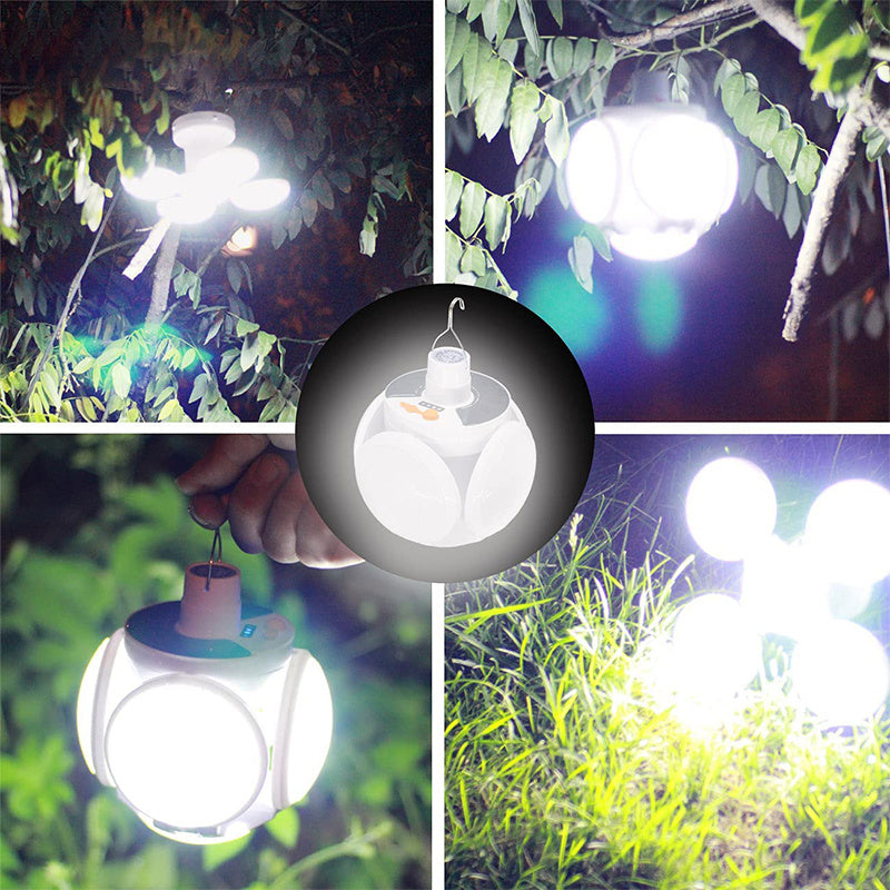 Solar Outdoor Light Folding LED Soccer Light Bulb Portable Emergency Lamp USB Rechargeable Search Lights Waterproof Camping Lamp