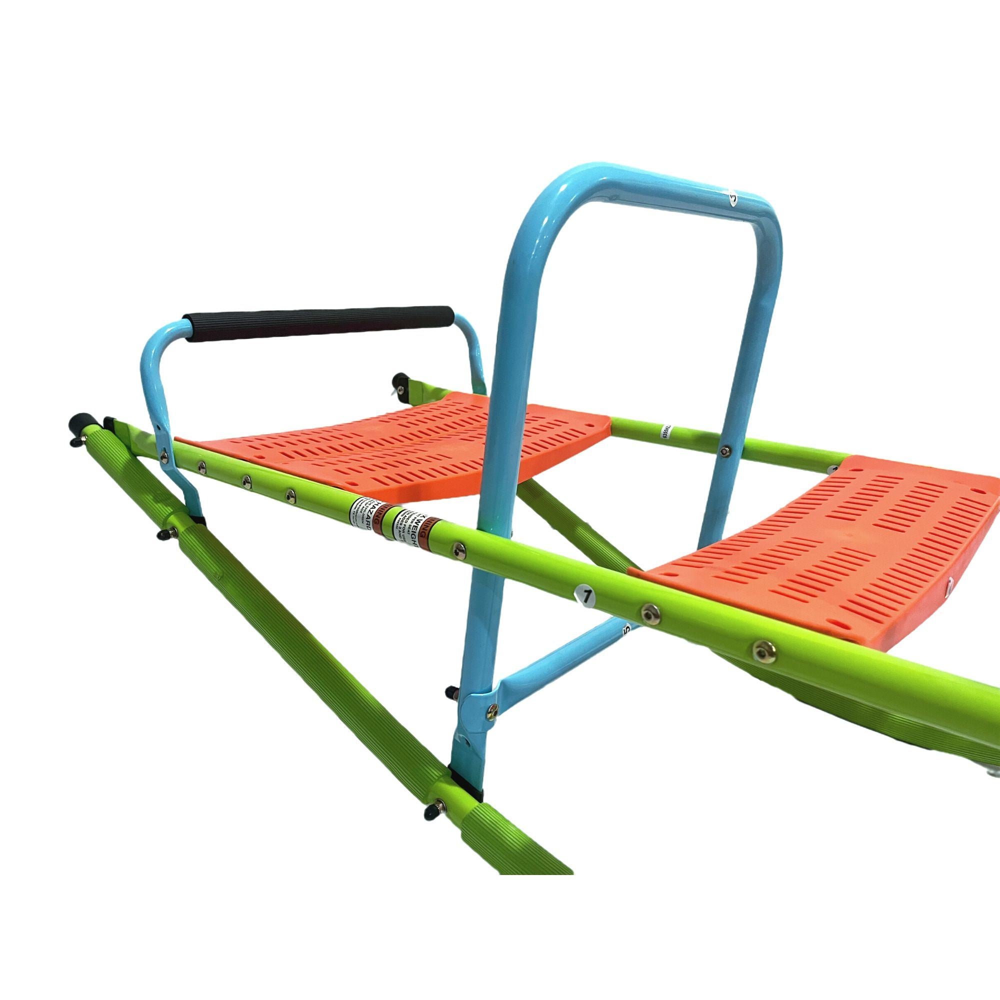 XSS008 high quality kids seesaw plastic seat playground equipment cute baby plastic rocker outdoor children blue and green steel tube for kids age 3+