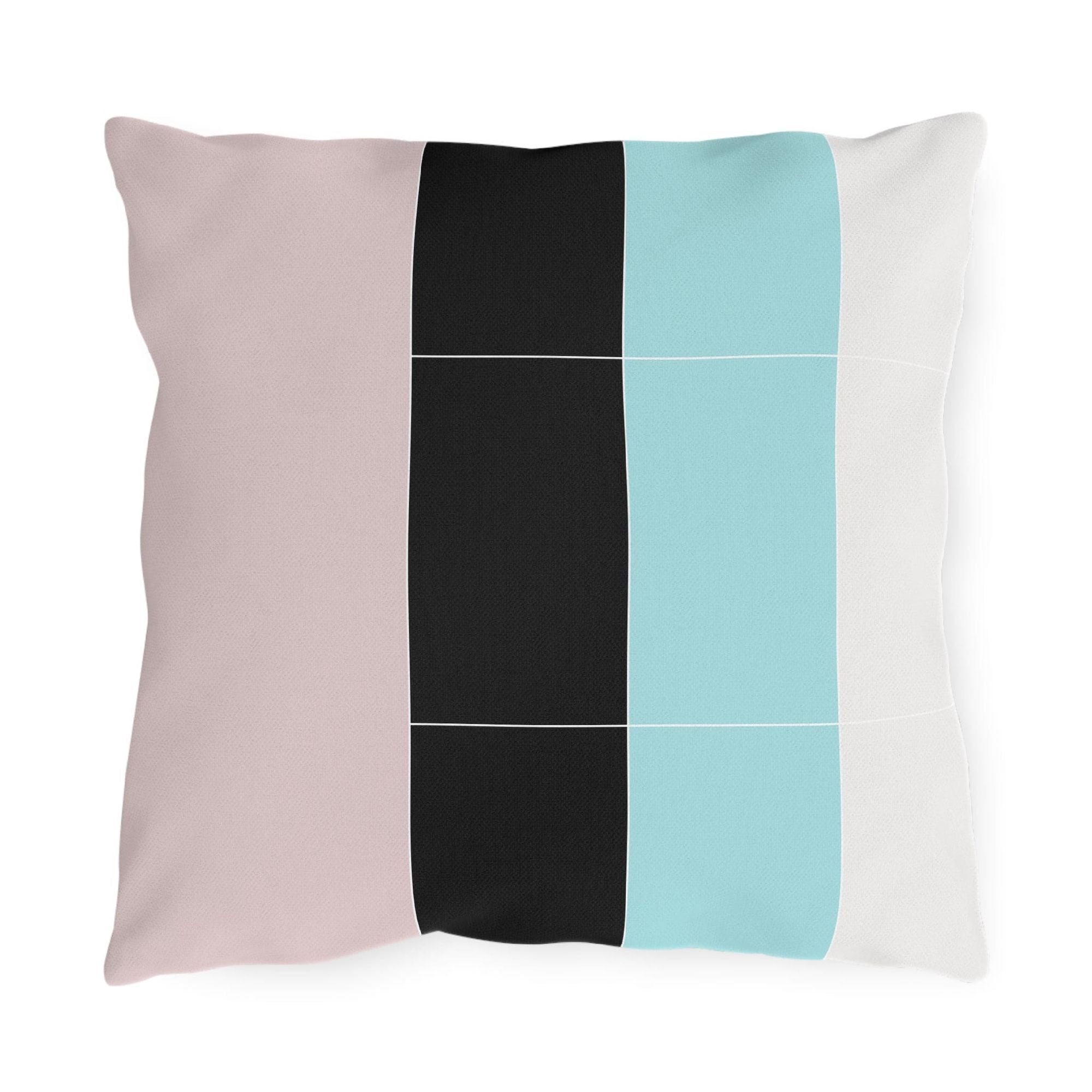 Decorative Outdoor Pillows - Set Of 2, Pastel Colorblock Pink/black/blue