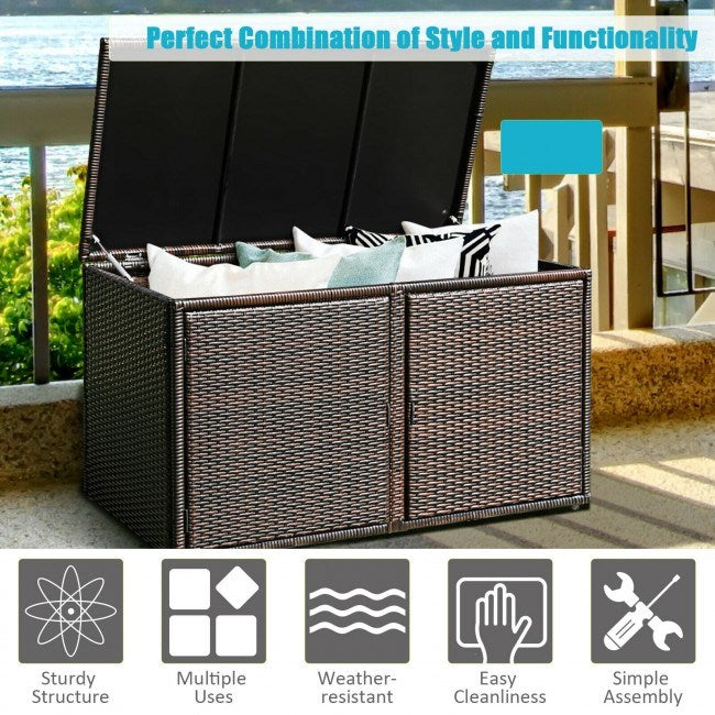 88 Gallon Garden Patio Rattan Storage Container Box