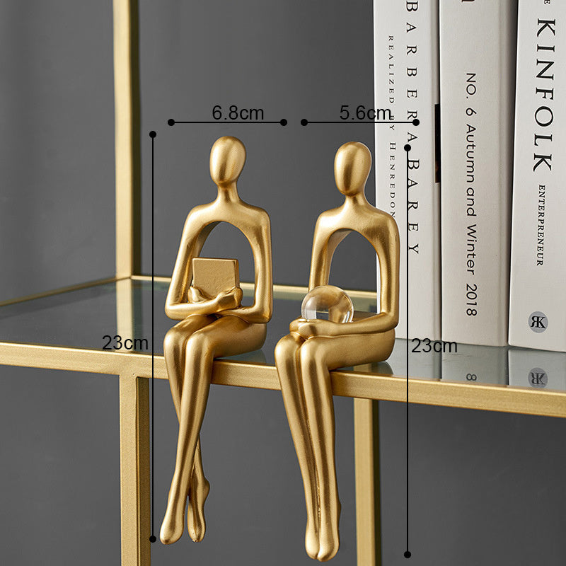 Nordic Abstract Figures Home Decoration Accessories Sculptures Living Room Study Decor Gold Humanoid Resin Embellishment Statues