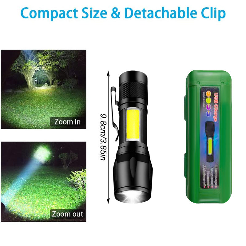 Mini Led Flashlight With Storage Box Portable Rechargeable Zoom Flashlight Waterproof Torch Lamp Lantern Camping Lights Outdoor