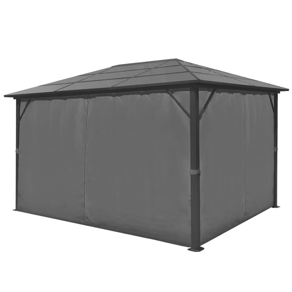 Gazebo with Curtain Anthracite Aluminum 157.5