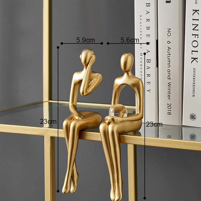 Nordic Abstract Figures Home Decoration Accessories Sculptures Living Room Study Decor Gold Humanoid Resin Embellishment Statues