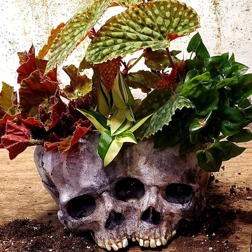 1pc Skull Planter Pots For Indoor Plants; Skull Plant Pot Head Yard Art Outdoor And Garden Decor Outside Spring Skull Flower Pot