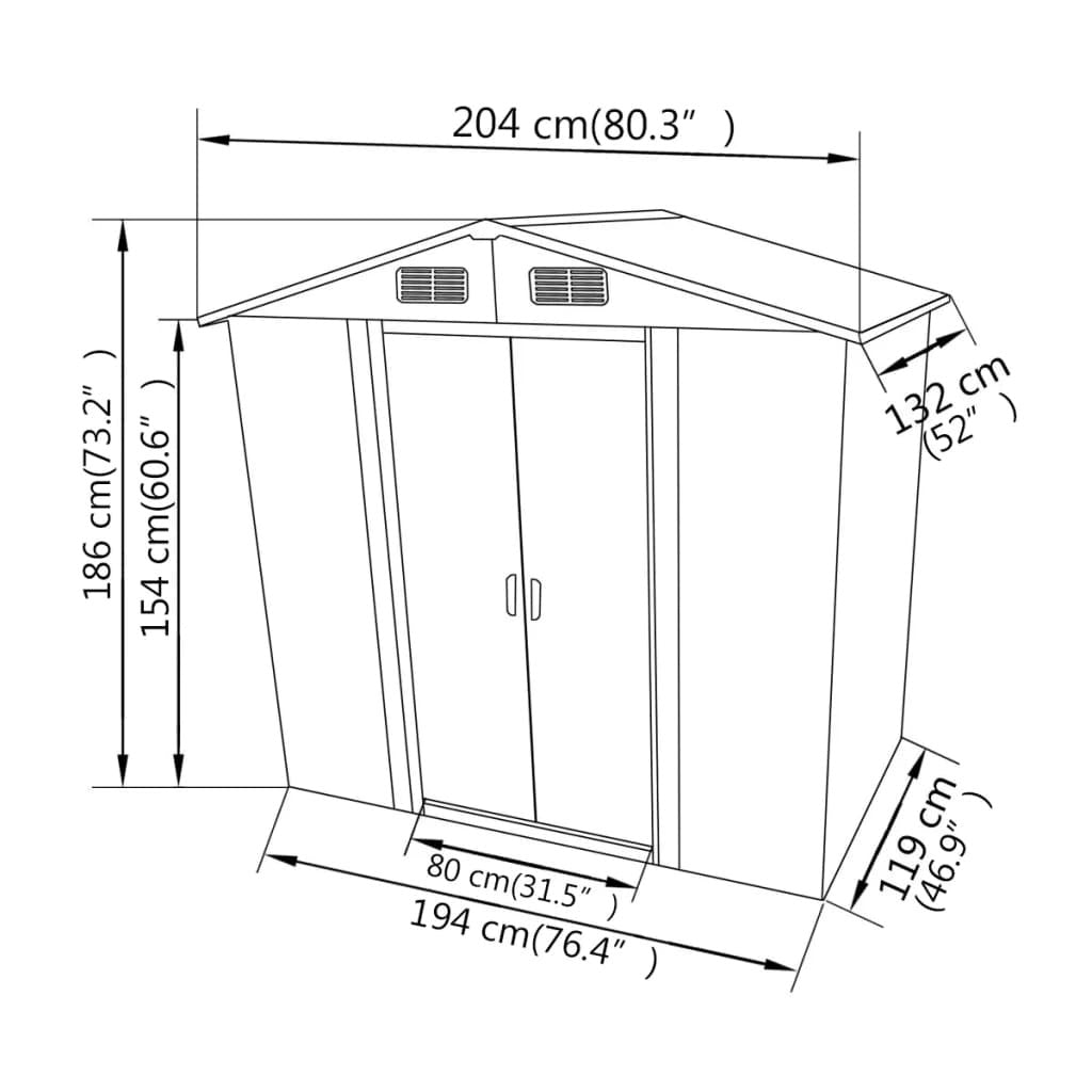 Garden Storage Shed Gray Metal 80.3