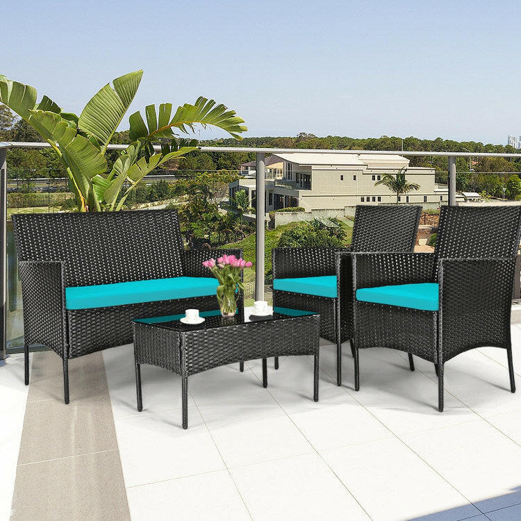 Rattan Cushioned Sofa Set