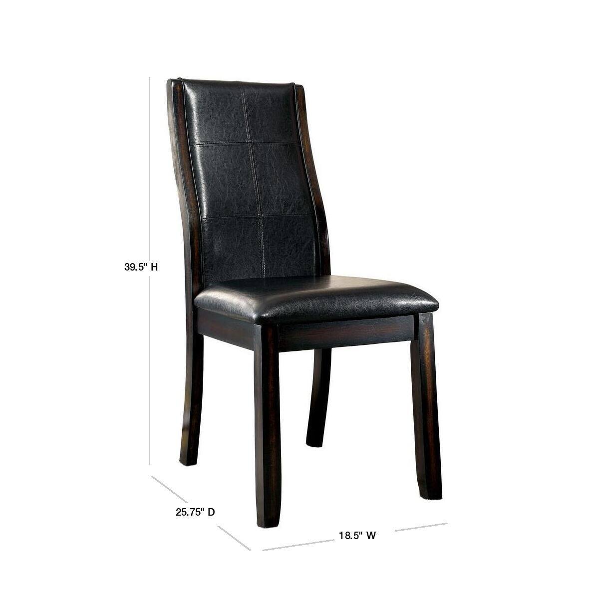 Transitional Dining Room Side Chairs Set of 2pc Chairs only Brown Cherry Unique Curved Back Espresso Leatherette Padded Seat