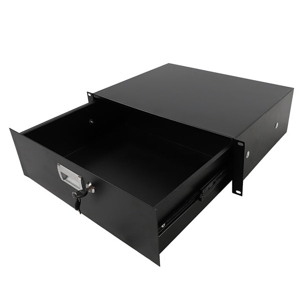 [Do Not Sell on Amazon]19" 3U Steel Plate DJ Drawer Equipment Cabinet with Keys Black