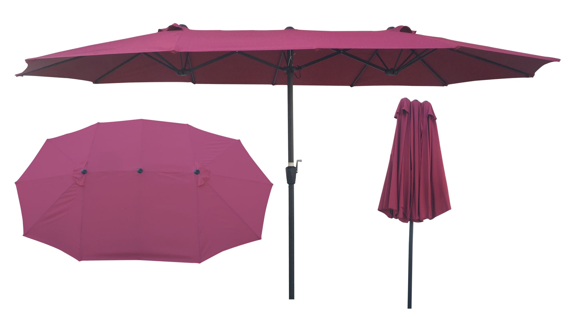 15Ftx9FtDouble-Sided Patio Umbrella Outdoor Market Table Garden Extra Large Waterproof Twin Umbrellas with Crank and Wind Vents for Garden Deck Backyard Pool Shade Outside Deck Swimming Pool RT