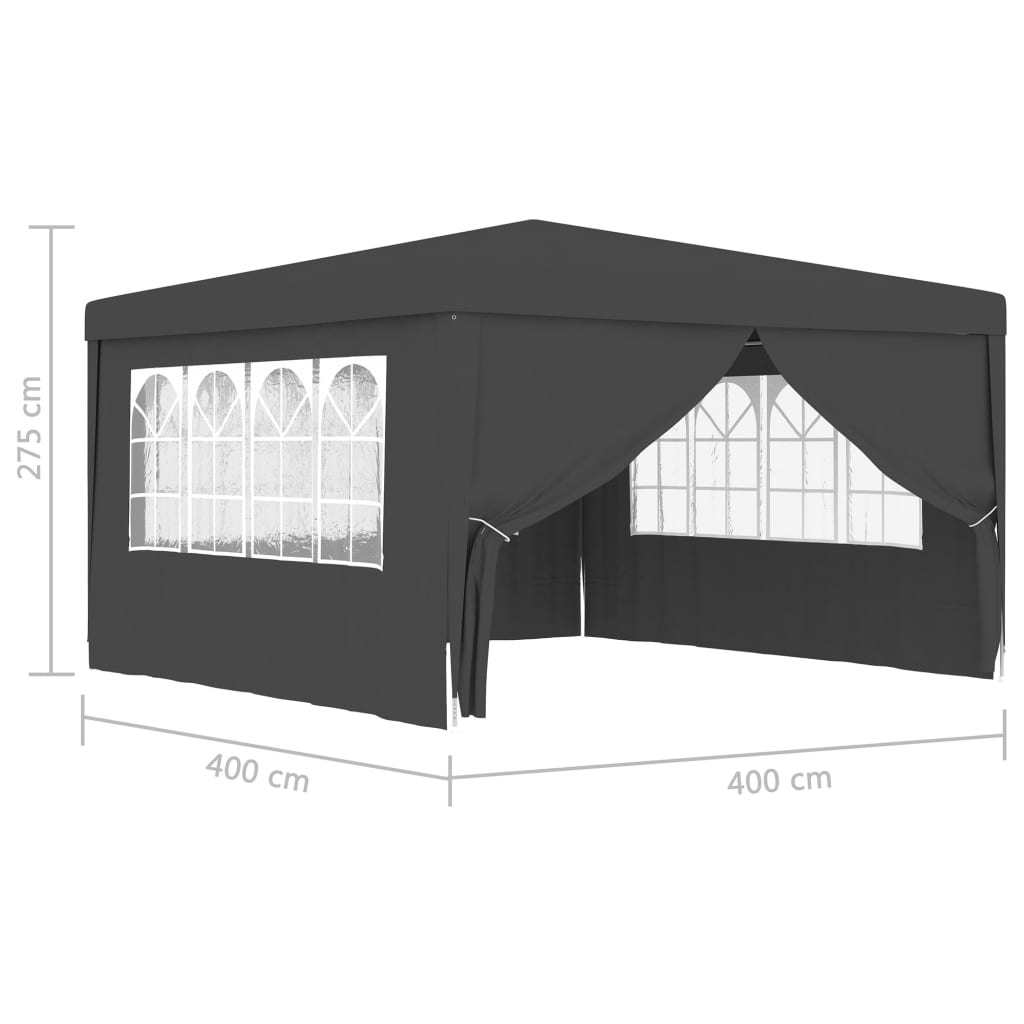 Professional Party Tent with Side Walls 13.1'x13.1' Anthracite 0.3 oz/ft²