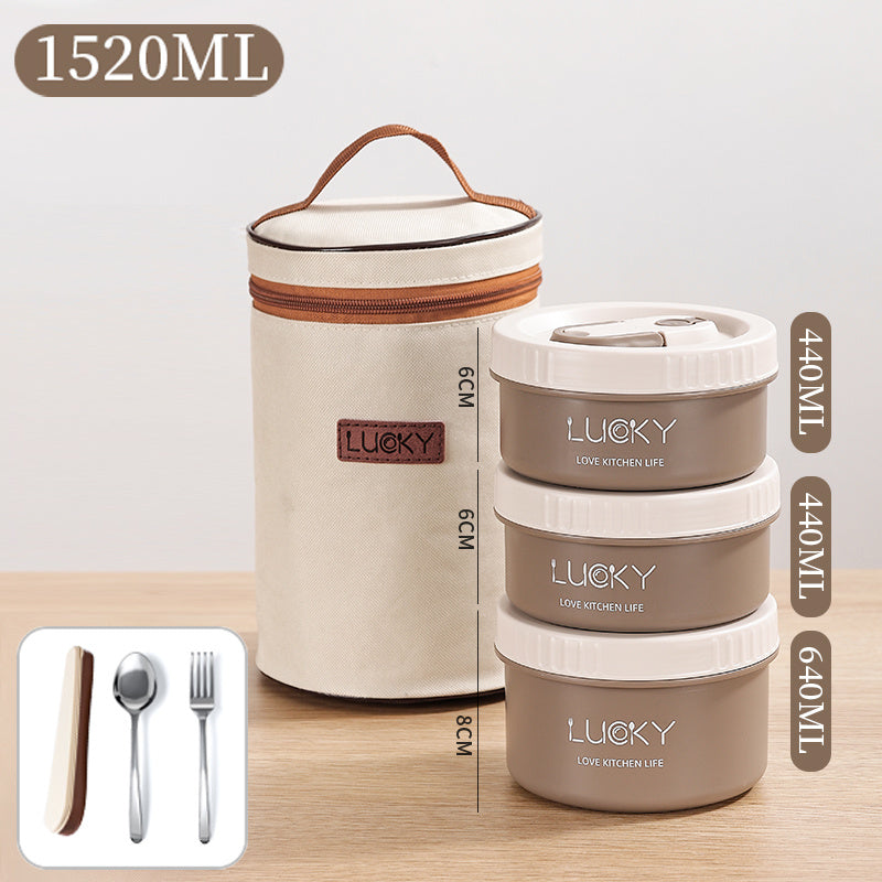 Microwave oven Dinnerware for Students Leakproof Food Container Stackable Bento Lunch Box Stainless Steel Lunch Container with L