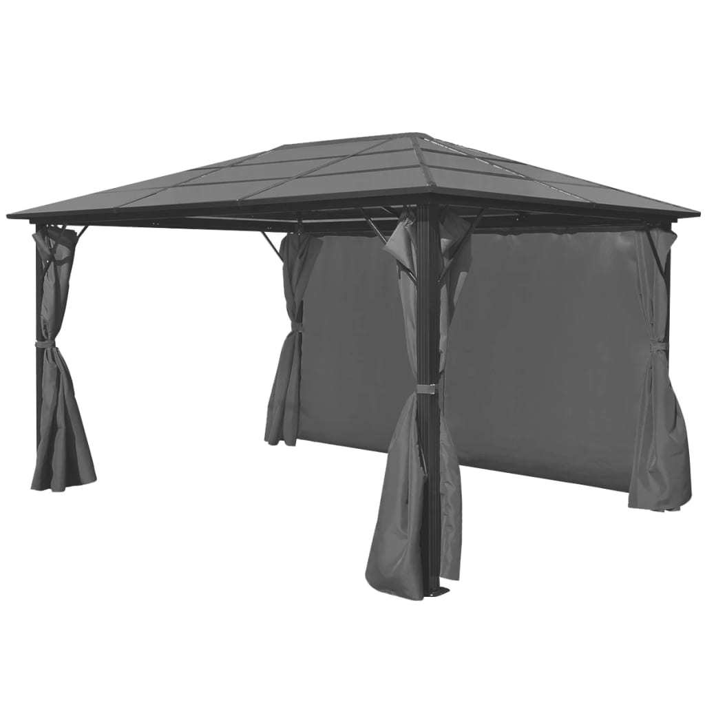 Gazebo with Curtain Anthracite Aluminum 157.5