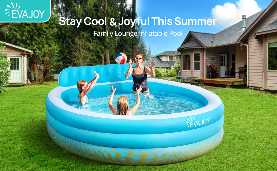 Full-Sized Inflatable Swimming Family Pool with Seats, 88